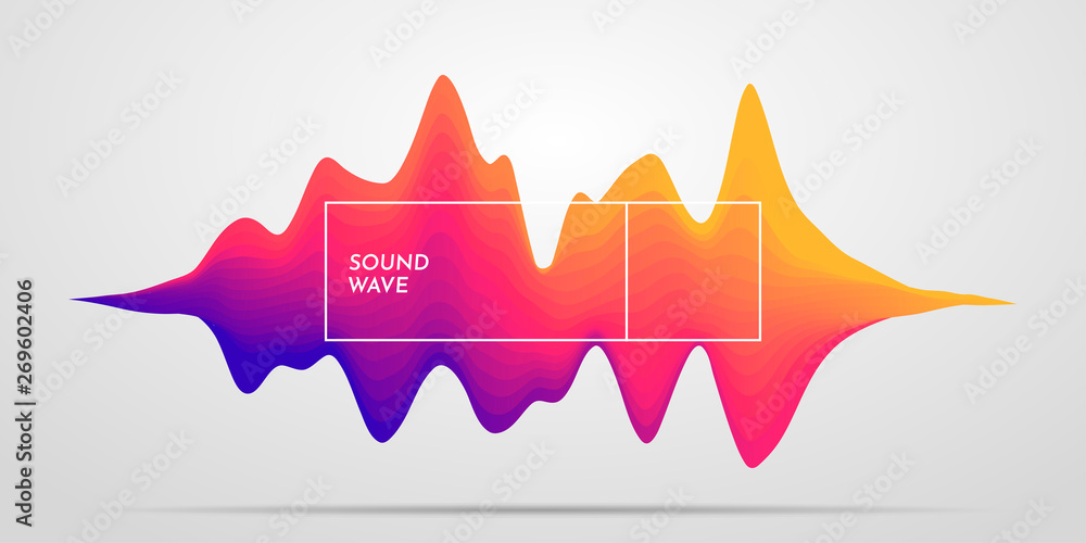 Poster motion sound wave abstract vector background. violet gradient lines