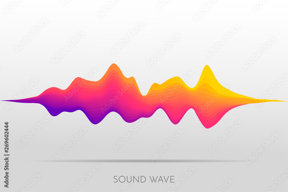 Poster motion sound wave abstract vector background. violet gradient lines