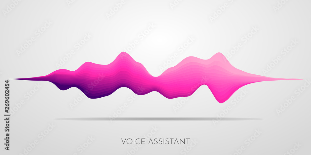 Poster motion sound wave abstract vector background. violet gradient lines