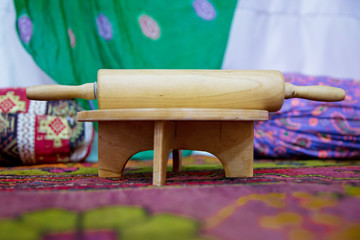 Obraz premium Rolling pin and Wooden board . Wooden board and rolling pin .