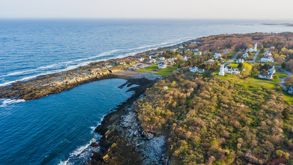 Maine New England Coastline with Lighthouses