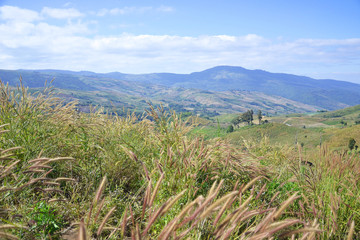 beautiful mountains landscape and blue sky