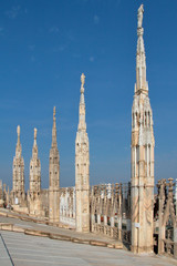 Fototapeta na wymiar guglie del duomo di milano in italia, spires of the Milan Cathedral in Italy