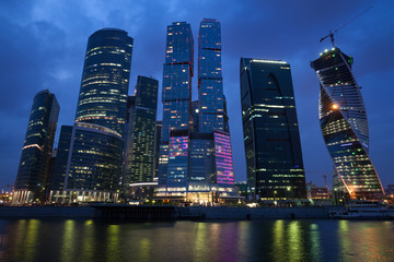 Obraz na płótnie Canvas Skyscrapers of Moscow City in the evening