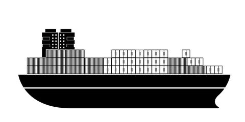 Naklejka premium Isolated side view of a cargo ship icon - Vector