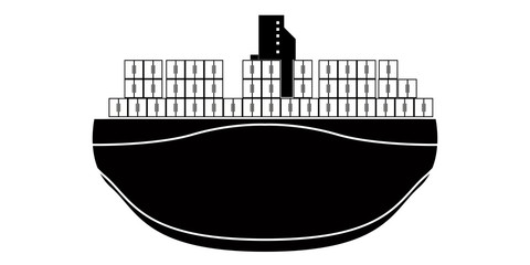 Isolated front view of a cargo ship icon - Vector