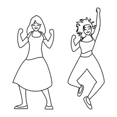 happy young women celebrating characters