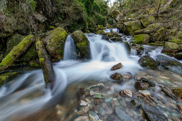 Fototapeta na wymiar Photo of milky water stream in himalayas - waterfall