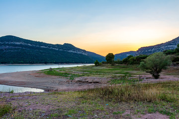 View of Sau reservoir after sunset