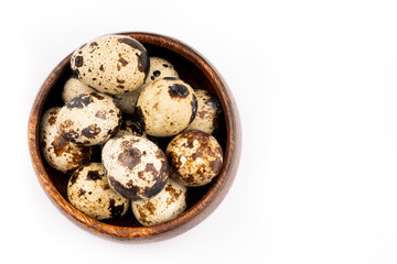 quail eggs on white background