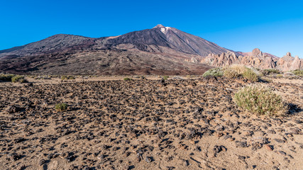 Desert plateau at the foot of the volcano