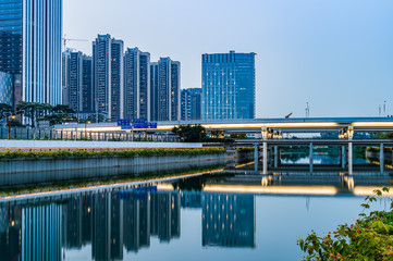 Night view of the Dashahe Ecological Corridor in Shenzhen, Guangdong Province, China