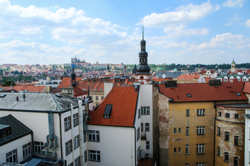 Obraz premium The center of Prague, the capital of Czech republic pictured from the roof of one of the buildings. 