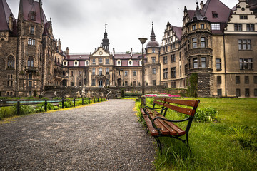 Naklejka premium Moszna Castle located in a Moszna village, Upper Silesia, Poland