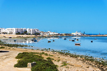 Landscape of Houmt El Souk in Djerba Beach in Tunisia.
