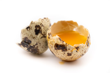 quail eggs on white background