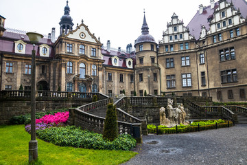 Fototapeta premium Moszna Castle located in a Moszna village, Upper Silesia, Poland