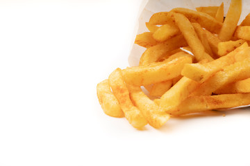 french fries on white background