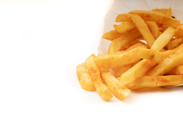 french fries on white background