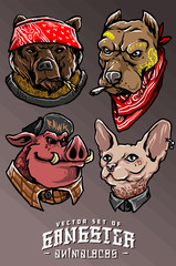 animal gangster mascot design vector