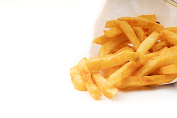 french fries on white background