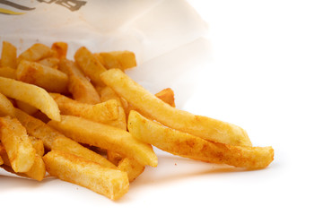 french fries on white background