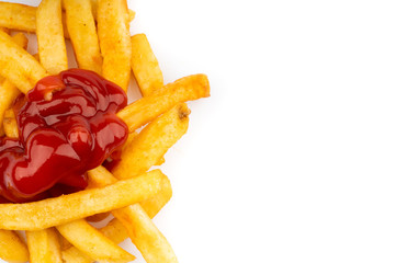 fresh french fries with ketchup