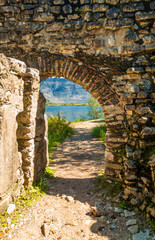 Famous Roman settlement, archaeological city of Butrint in Albania, UNESCO world heritage