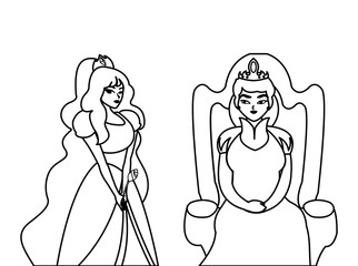 beautiful princess with queen on throne of tales character