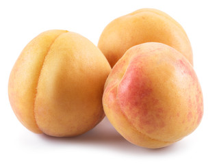 Ripe apricots isolated on the white background.