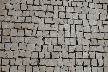 Top view on stone road