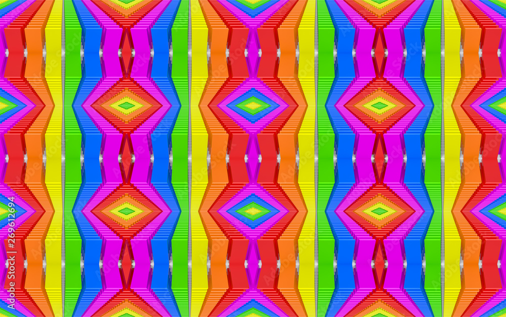 Poster 3d rendering. seamless vintage lgbt rainbow color design abstract shape pattern art wall background.