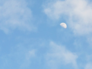 half moon and clouds