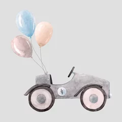 Fototapete Watercolor baby car vector illustration © zenina