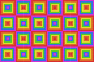 3d rendering. vintage lgbt rainbow color design square shape pattern art tile wall background.