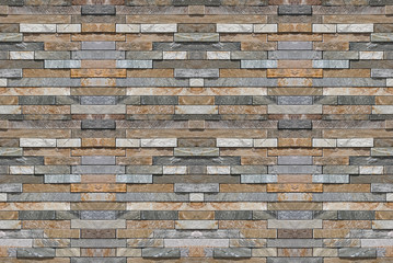 Modern slim design marble stone brick block masonry fence wall texture background.
