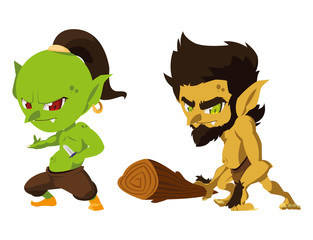 ugly troll with caveman gnome magic characters