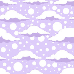 seamless vector pattern of purple and white clouds