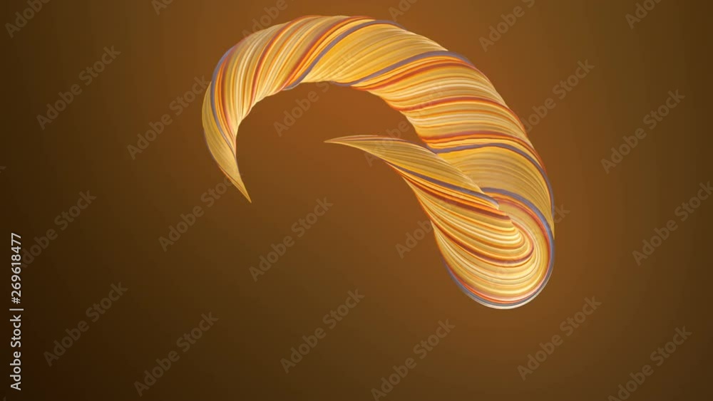 Poster Red and yellow colored twisted shape motion graphics background. Computer generated abstract geometric 3D render loop animation. 4K, Ultra HD resolution.