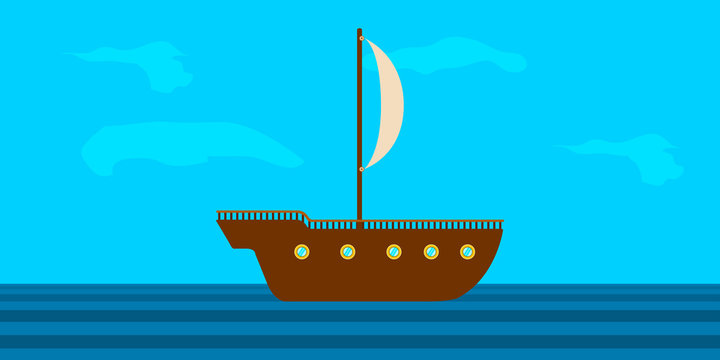 Side view of a sailboat in a landscape - Vector
