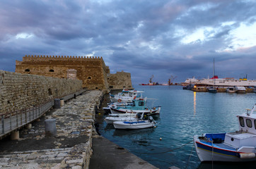Heraklion, Crete Island - Greece. The Fortress Koules (Castello a Mare) at the old Venetian port in...