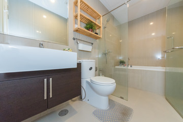 Fototapeta na wymiar Modern bathroom in luxury house 