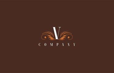 V Letter Floral Elegant Graceful Ornament Logo