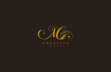 M letter luxury flourishes ornament logo