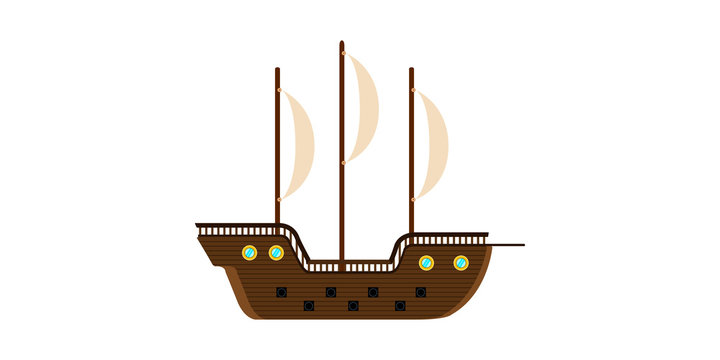 Isolated side view of a sailboat - Vector