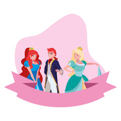 prince charming and two princess of tales characters