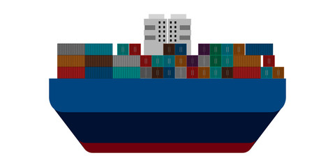 Isolated side view of a cargo ship - Vector