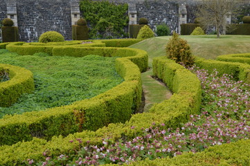 The beautiful formal gardens of Balcarres House, Colinsburgh, Fife, Scotland, May 2019.