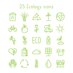 Ecology line icons set.