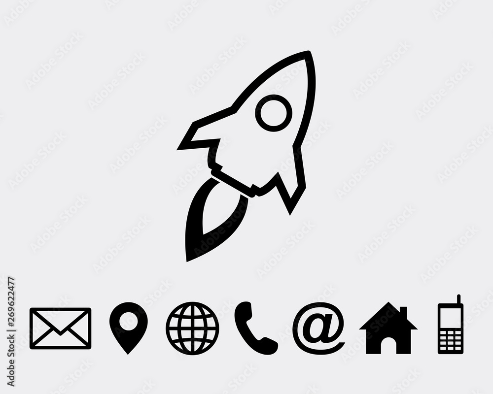 Poster rocket icon symbol vector for web